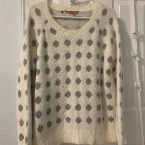Modcloth Cream and Gray Polka Dot Sweater